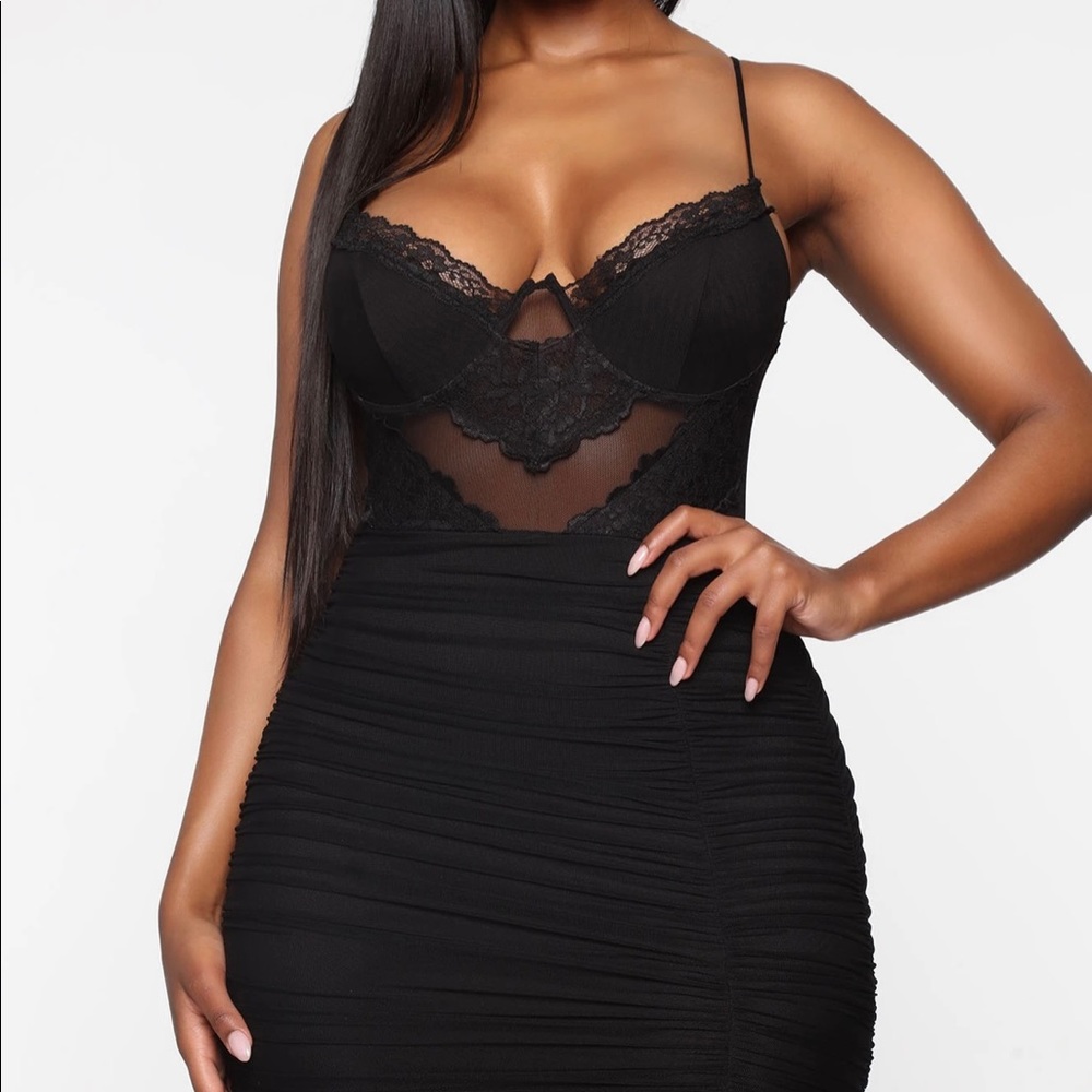 Fashion Nova - Personal Spotlight Ruched Mini Dress-Black